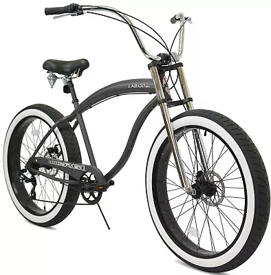 Matte Color Largo GT 26  Fat Tire 7 Speed  Beach Cruiser Bicycle High Rise Bike • $594.99