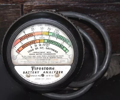 Vintage Firestone SP GR Battery Analyzer Tested VU Metter Gauge Reader 50-B-52  • $35.99