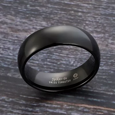 ATOP 8mm Tungsten Black Classic Polished Men Ring Comfort Fit Wedding Band • $12.69