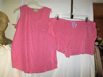 $19.99 • Buy Vera Bradley 2 Pc Pajamas XL Jersey Knit Shorts Tank Top Summer Set Pink Purple