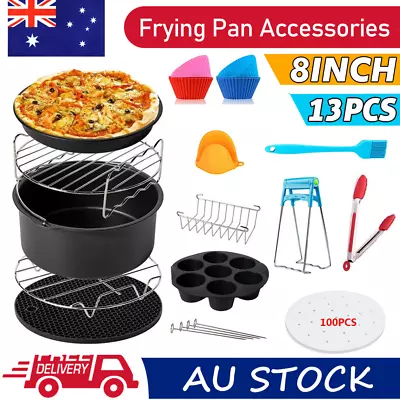 8 In Air Fryer Accessories Frying Cage Dish Baking Pan Rack Pizza Tray Pot AU • $23.69