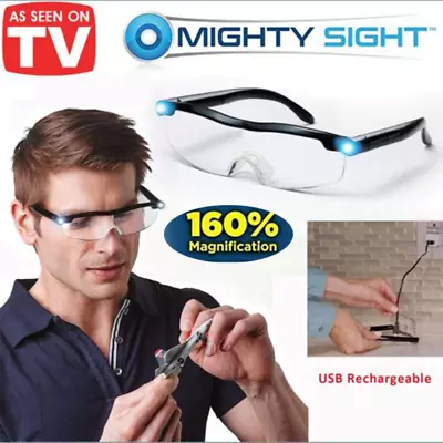 Mighty Sight Led Magnifying Eyewear Glasses With Rechargeable LED Lights 160% TV • $13.57