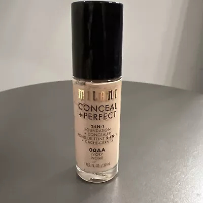 Milani Conceal + Perfect 2-in-1 Foundation + Concealer ~ 00AA Ivory • $8.99