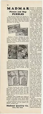 1931 MADMAR JIGSAW PUZZLES Magazine AD ~ CHILDREN'S PICTURE ~ Utica NY • $3.50