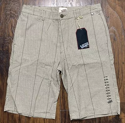 Vans Bermuda Shorts Houndstooth Pattern Beige 12” Inseam Men's Size 34 - NWT • $24.99