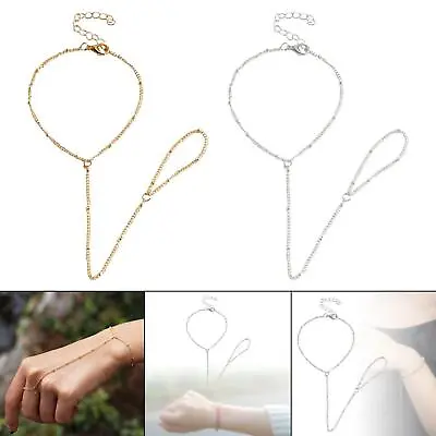 Finger Ring Bracelet Hand Harness Bangle Jewelry Hand Chain For Party Women • £5.22