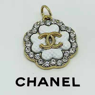 CHANEL Vintage Necklace Charm Parts White X Stone 2.2cm With Engraving • $45.99