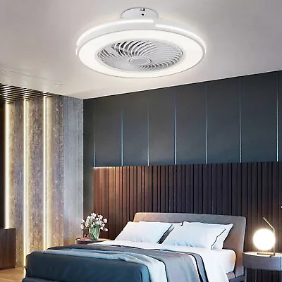 Modern Invisible Ceiling Fans Lamp With 3 Color LED Light Fan Chandelier+remote • $51.30