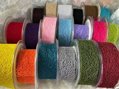 May Arts MESH Jute Net Web Ribbon - 19 SHADES - Various Lengths & Oddments- 38mm • £2.20