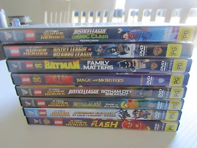 8 X Lego DC Comics DVDS.  Batman The Flash Shazam Justice League *Excellent* • $38.95