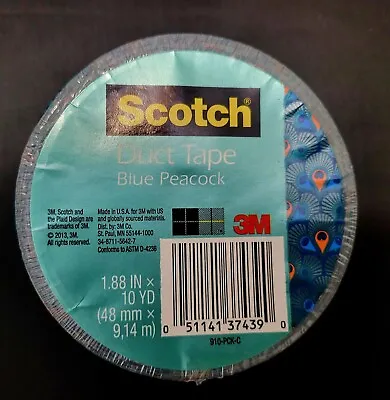 $7.99 • Buy Scotch 3M Duct Tape W/ Blue Peacock Unique Design