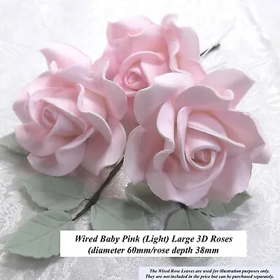£14.40 • Buy Light Pink Roses Wired Sugar Flowers Wedding Anniversary Cake Decorations