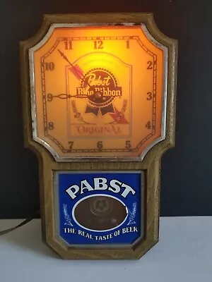 Pabst Blue Ribbon Lighted Clock TESTED WORKS 14  X 8.5  X 3.5  Pendulum Swings • $124.99