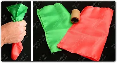 £3.99 • Buy Colour Changing Silk Hanky 6  Stage Close Up Magic Trick Prop Red Green Dye Tube