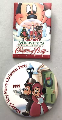 Disney 1998 - 1999 Mickeys Very Merry Christmas Party Button Pin- Lot Of 2 • $7.99