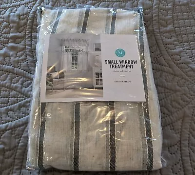 Martha Stewart Laguna Stripe Valance And 2 Tier Set In Gray. Tie Top • $12