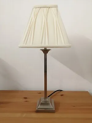 LAURA ASHLEY Classic Lamp & Shade Chrome Column Candlestick Table Lamp. • £24.99