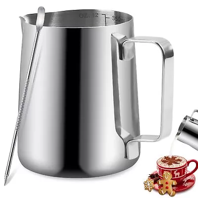 Milk Frothing Pitcher 12oz Milk Frother Steaming Pitcher Stainless Steel • $13