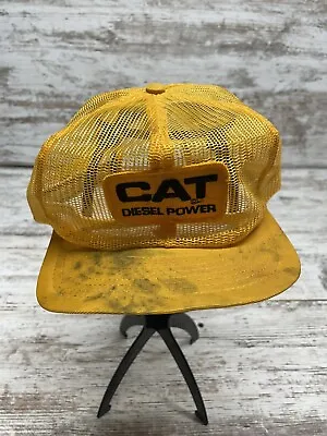 Vintage Cat Diesel Power Trucker Snapback Mesh Cap Hat Mens One Size Made In USA • $19.99