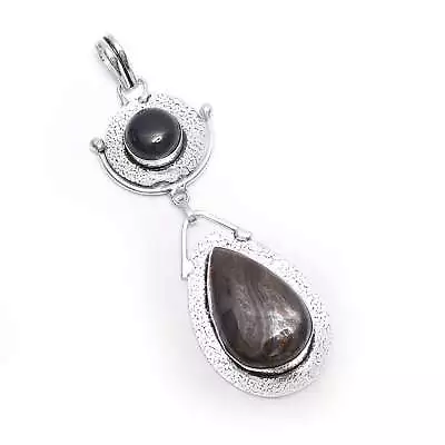 Iran Tiger Eye Black Onyx Ethnic Handmade Women's Pendant Jewelry 3.6  IP-3431 • $5.69