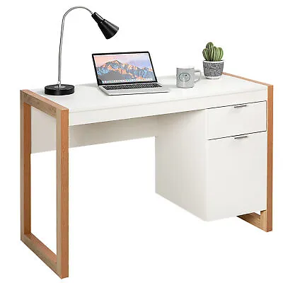 Modern Computer Desk Workstation Desk Home Office W/ Storage Cabinet • $148.49