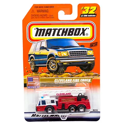 Matchbox #32 Cleveland Fire Truck Red MB USA Series 2000 New On Card • $3.99
