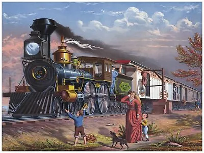4437.Railroad.train Approaches.small Kid Salutes.POSTER.decor Home Office Art • $49