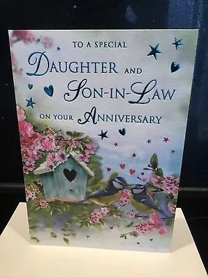 DAUGHTER AND SON IN LAW WEDDING ANNIVERSARY CARD. 9 X6  HIGH QUALITY NICE VERSE • £3.99