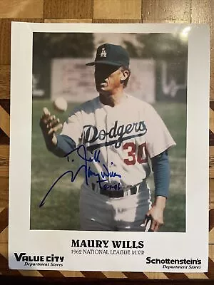 Signed Maury Wills Picture Dodgers Baseball Autograph Sn23026 • $9.99