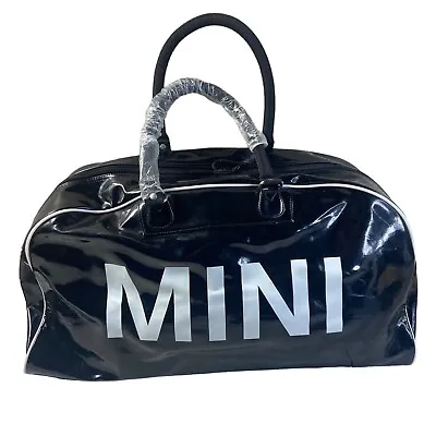 BMW/MINI Cooper Patent Black Duffle Gym Travel Overnight Bag Red Satin Interior • $69.93