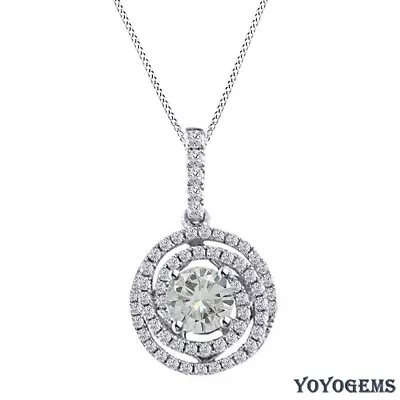 Moissanite Twisted Wedding Pendant 2 CT Round Cut Solid 14K White Gold For Women • $406.89