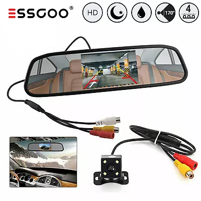 Reversing Parking Camera 4.3  Mirror Monitor Rear View Night Vision Parking Kit • $29.59