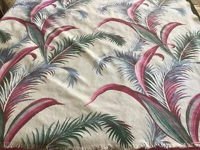 Vintage Barkcloth Banana Leaf Fabric Art Deco Tropical Retro 2 Pieces • $68