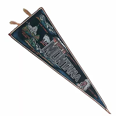 Vtg Montana Pennant 60s Made In Japan Black Blackfoot Indian Helena Glacier Park • $17.95