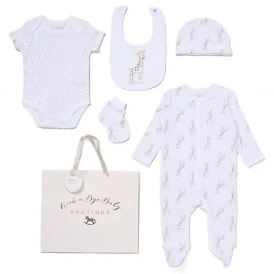 Baby Unisex Layette Clothing Gift Set 5 Piece ~ Giraffe ~ Cream ~ NB-6M ~ Abg • £18.95