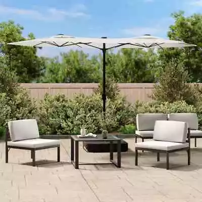 $264.82 • Buy 3.2x2.4 M Double-Head Outdoor Umbrella Poolside Garden Parasol Canopy LED Lights