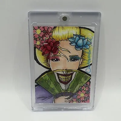 Geisha Inspired Harley Quinn Sketch Card By Caramel Macchiato - Artist Trading • $59.45