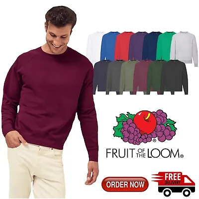 Fruit Of The Loom Classic Raglan Sweatshirt Casual Workwear Jumper Unisex Top • £12.99