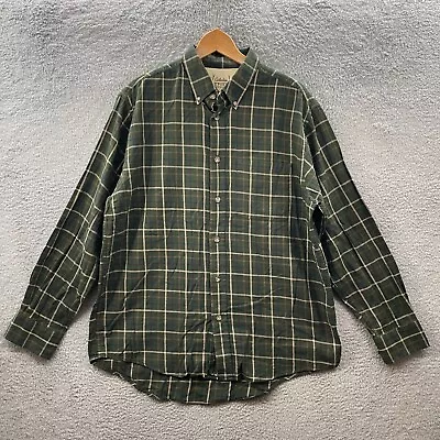 Cabellas Shirt Mens Large Green Plaid Long Sleeve Button Up Outdoor Hunting • $13.27