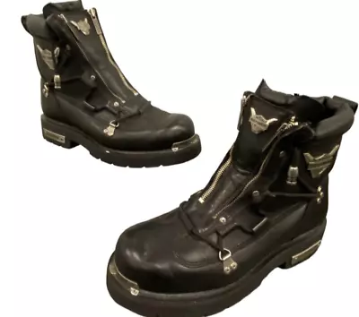 Harley Davidson Leather  Steel Toe Boots Shoes Men’s Size 12 Black Excellent • $65