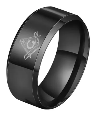 £10 • Buy Mens Masonic Band Ring - Stainless Steel - Size V