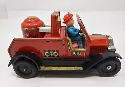 Vintage Bandai Toy Fire Truck Fireman Fighter Tin Graphics Made In Japan • $22.95