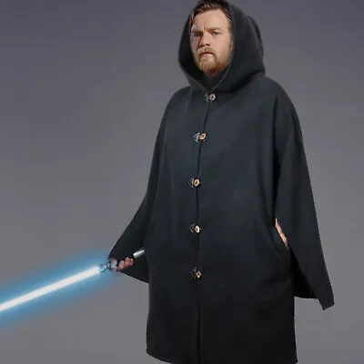 Jedi Heavy Llama Wool Hooded Buttoned Coat Poncho With Sleeves Authentic Design • $149.95