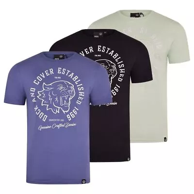 Mens Duck And Cover Embroidered Panther T-Shirt Wildcat Varsity Tee Cougar Top • £12.99