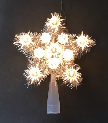 Vintage Holiday Trim 11 Light Christmas Tree Top Topper Single Flashing Silver • $14.99