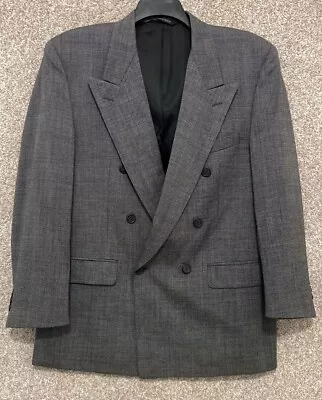 Christian Dior Monsieur Mens Gray Wool Double Breasted Lined Blazer Size 42 USA • $39.99