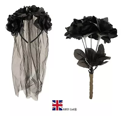 £4.05 • Buy Halloween CORPSE BRIDE VEIL ROSES Wedding Fancy Dress Day Of The Dead Party UK