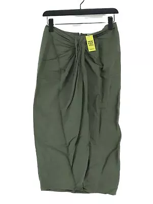 Zara Women's Midi Skirt M Green Viscose With Linen Midi A-Line • £9.90