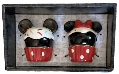 Disney Mickey & Minnie Mouse Ceramic Cupcake Salt & Pepper Shakers • $22