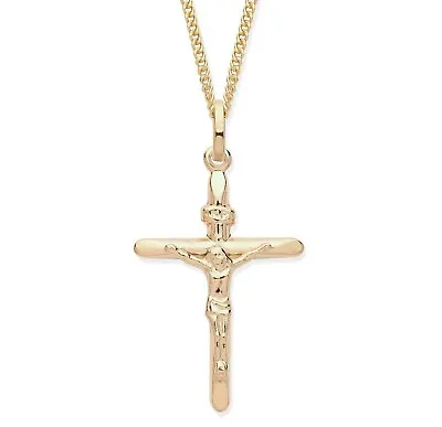 9ct Yellow Gold CRUCIFIX Cross Pendant / Necklace + 18 Inch Chain • £69.95